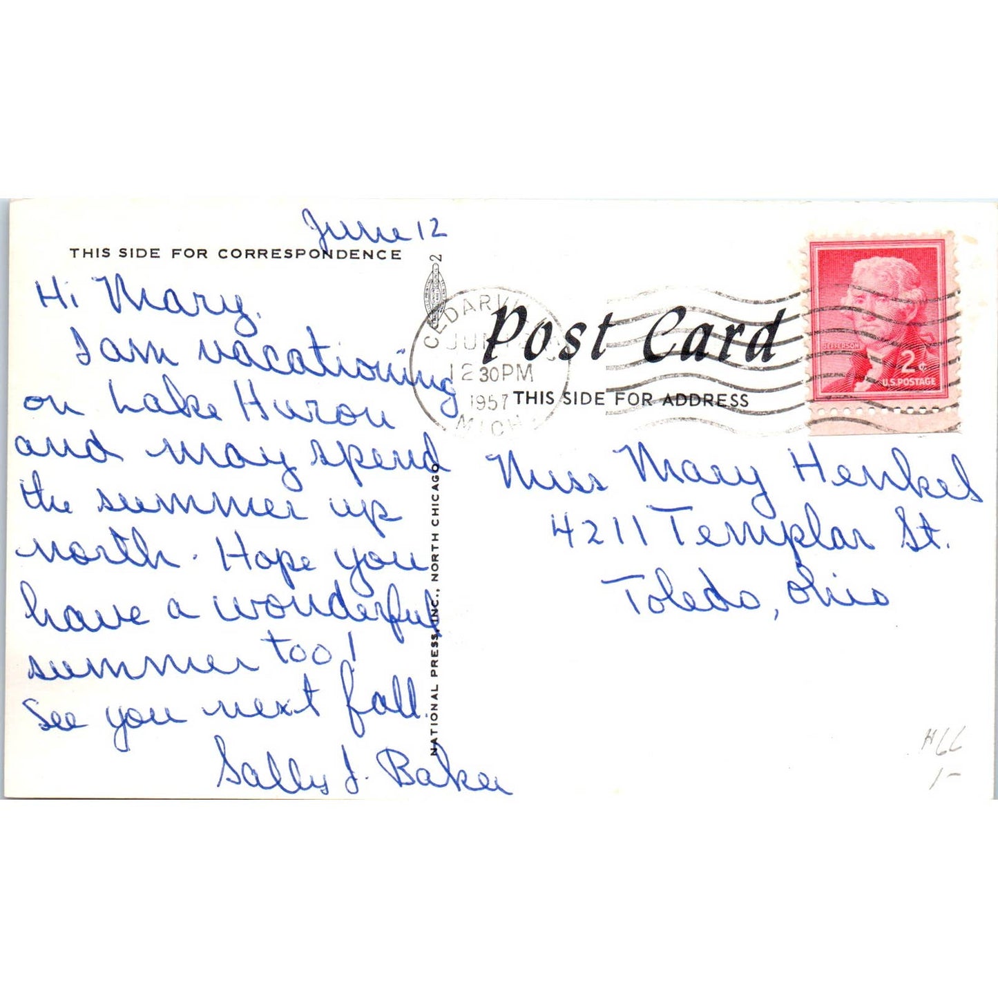 Dr. Bohn's Cottages Cedarville Michigan 1957 Original Postcard TK1-P12