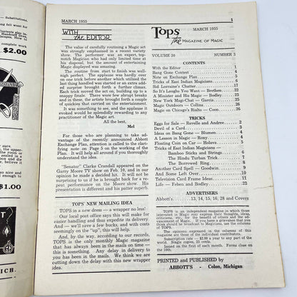 1955 March - Tops Magazine of Magic - Tricks Magicians TF7