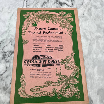 Original Vintage 1940s Wo Fat Chop Suey Restaurant Menu Honolulu Hawaii WWII TD8