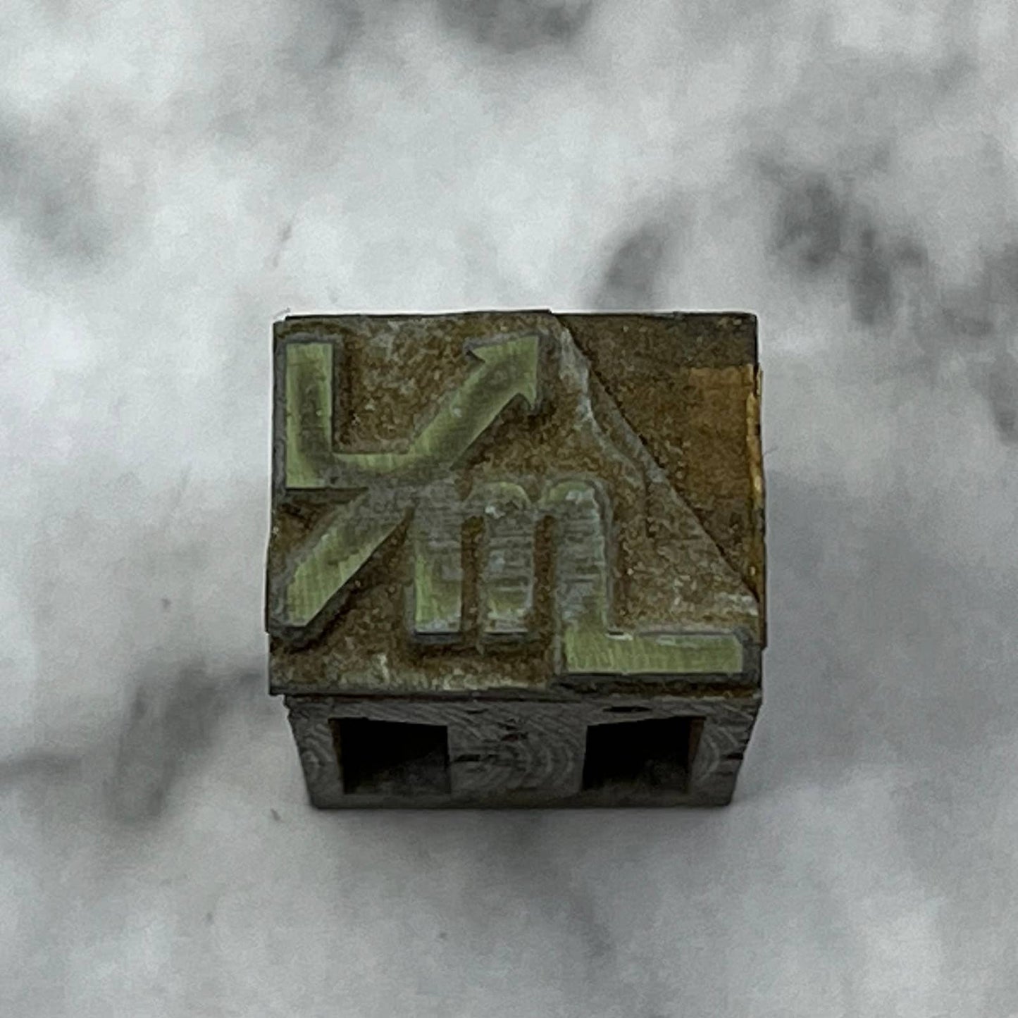 Vintage Printing Letterpress Printers Block Plate “LM” Arrow Monogram Logo TJ59