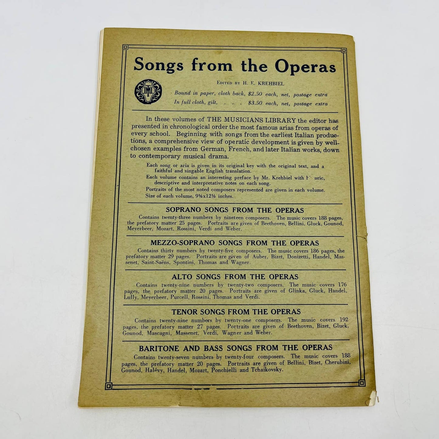 1920s Barber of Seville Grand Opera Libretto Oliver Ditson Lyon & Healy TD6