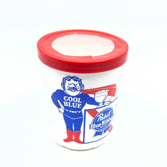 Vintage Pabst Blue Ribbon PBR Cool Blue Man Styrofoam Can Koozie TF6