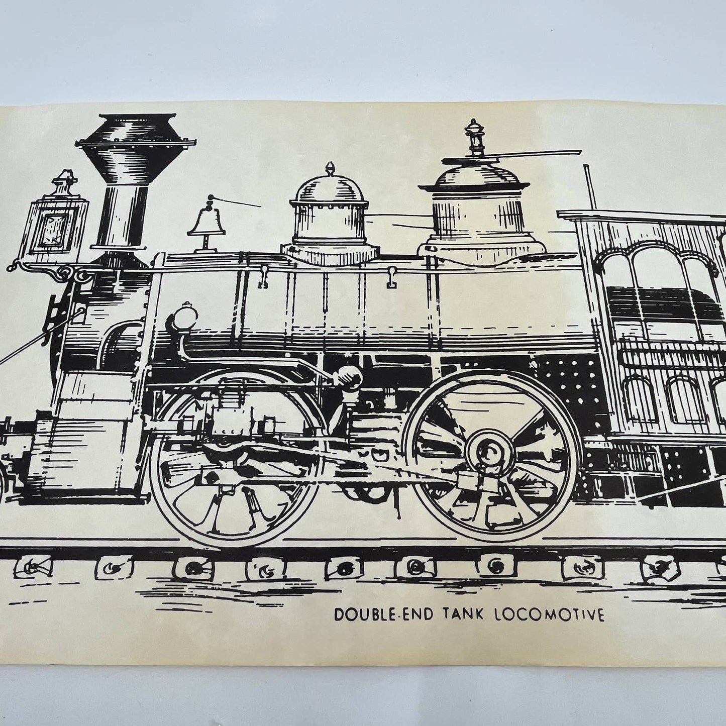 VTG Train Poster Double-End Tank Locomotive Print 9.5x25.5” RR RU1