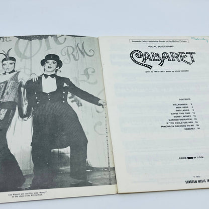 1972 Cabaret Souvenir Folio Sheet Music Book M1