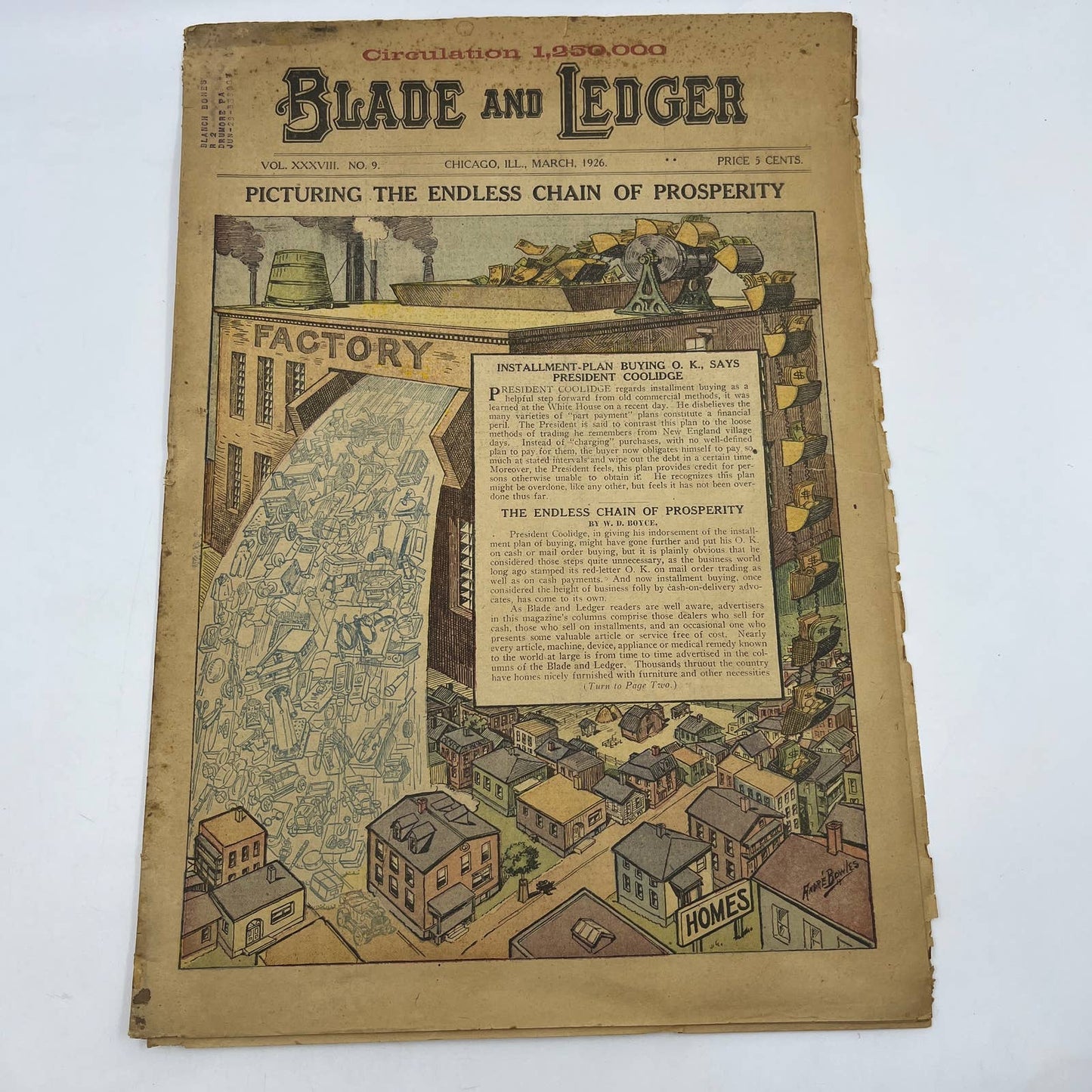 1926 Chicago Blade & Ledger March Picturing the Endless Chain of Prosperity FL4