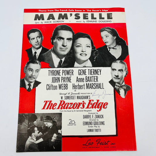 1947 Mam’selle The Razor’s Edge Movie Mack Gordon Maugham Sheet Music