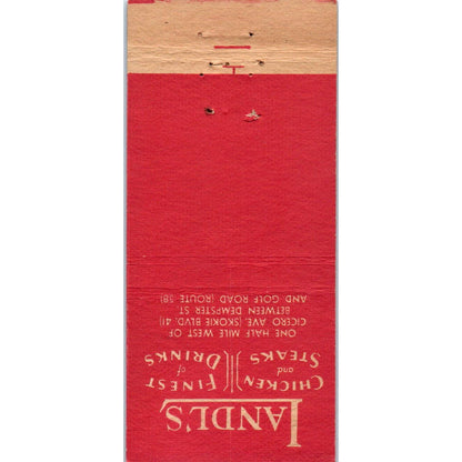 Landl's Restaurant Smokie Illinois Advertising Matchbook Cover SA1-M11