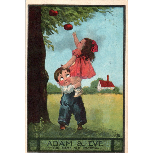 Bernhardt Wall Adam and Eve Apple Tree Illustration Original Postcard P1-14