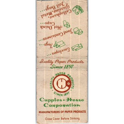Cupples-Hesse Paper Virgil B. Russell Kansas City Advertising Matchbook SA9-M3