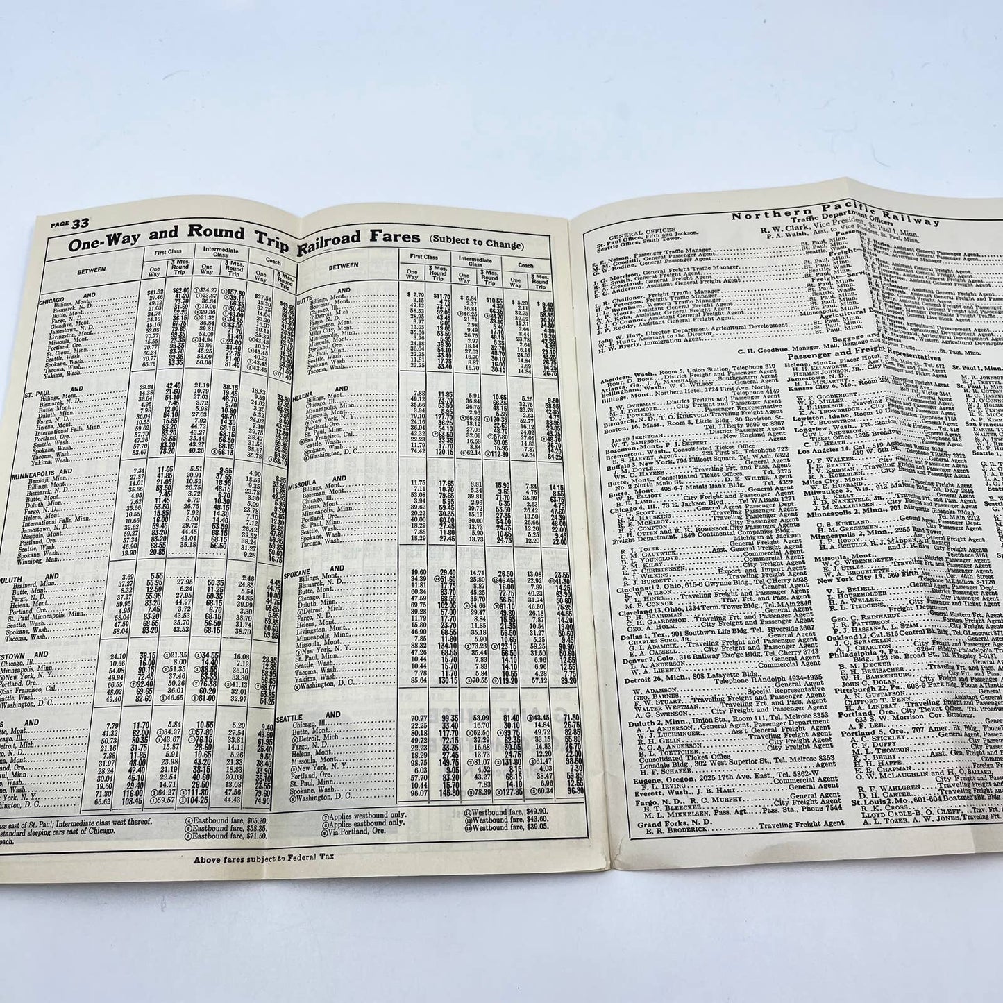 1946 Northern Pacific Railway VistaDome North Coast Passenger Train Schedule TF7