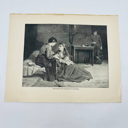 1880s Victorian Art Print Engraving Scott EFFIE DEANS & HER SISTER IN THE PRISON