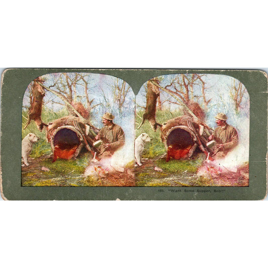 Victorian Hunting Camp "Want Some Supper Bob?" - Antique Stereoview Card TJ1-C1
