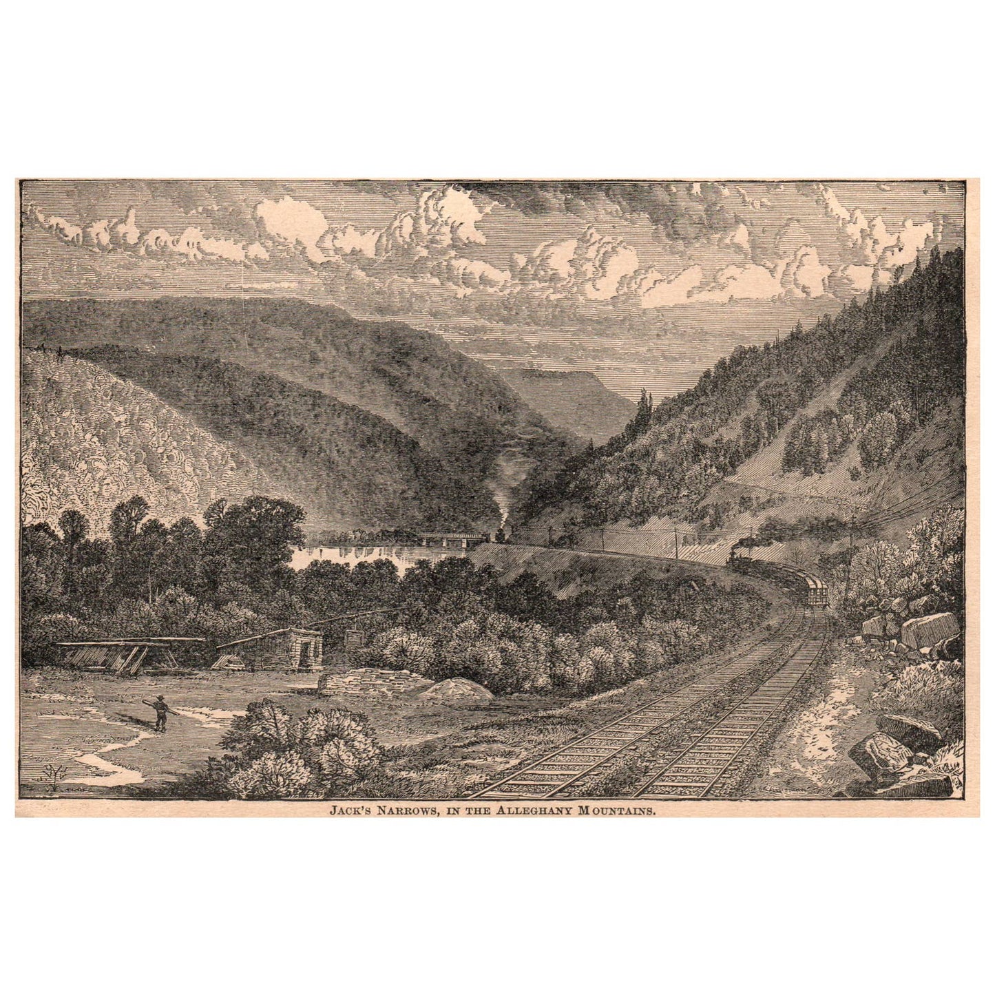 Jack's Narrows in the Alleghany Mountains 5x8" Original Engraving 1899 TJ8-7