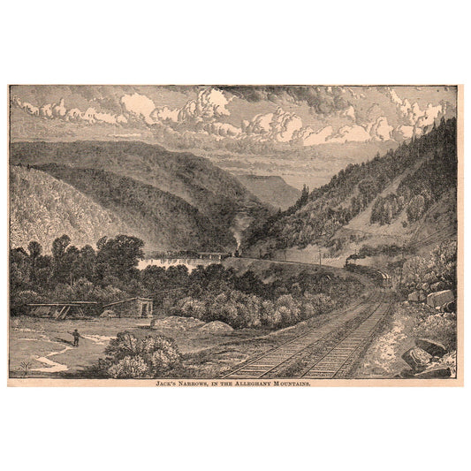 Jack's Narrows in the Alleghany Mountains 5x8" Original Engraving 1899 AK5-18