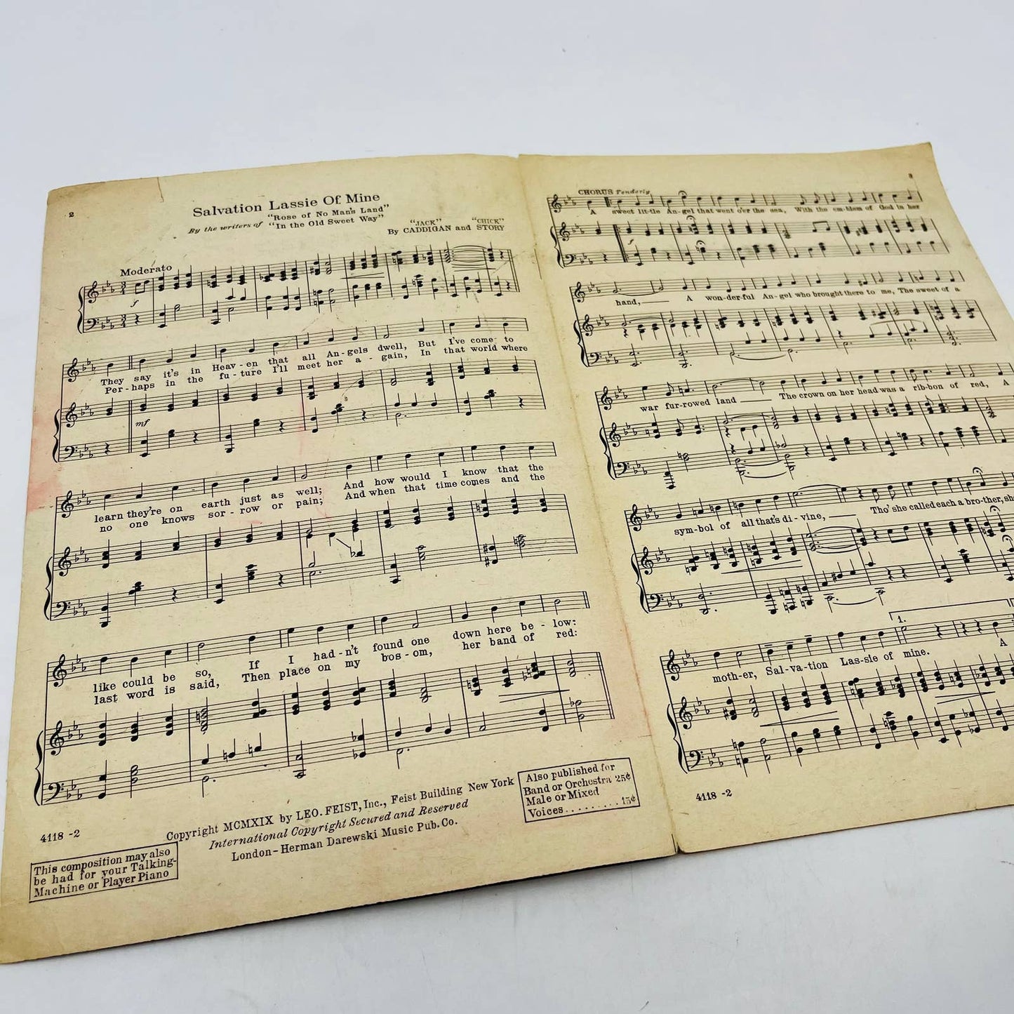 1919 Salvation Lassie Of Mine WWI Salvation Army Vintage Sheet Music C8