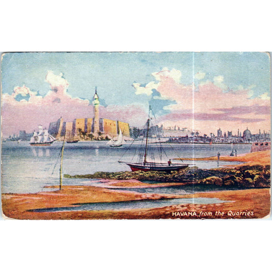Havana Harbor View From the Quarries c1910 Havana Cuba Original Postcard TK1-P16