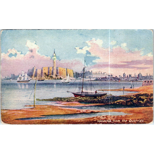Havana Harbor View From the Quarries c1910 Havana Cuba Original Postcard P3-1