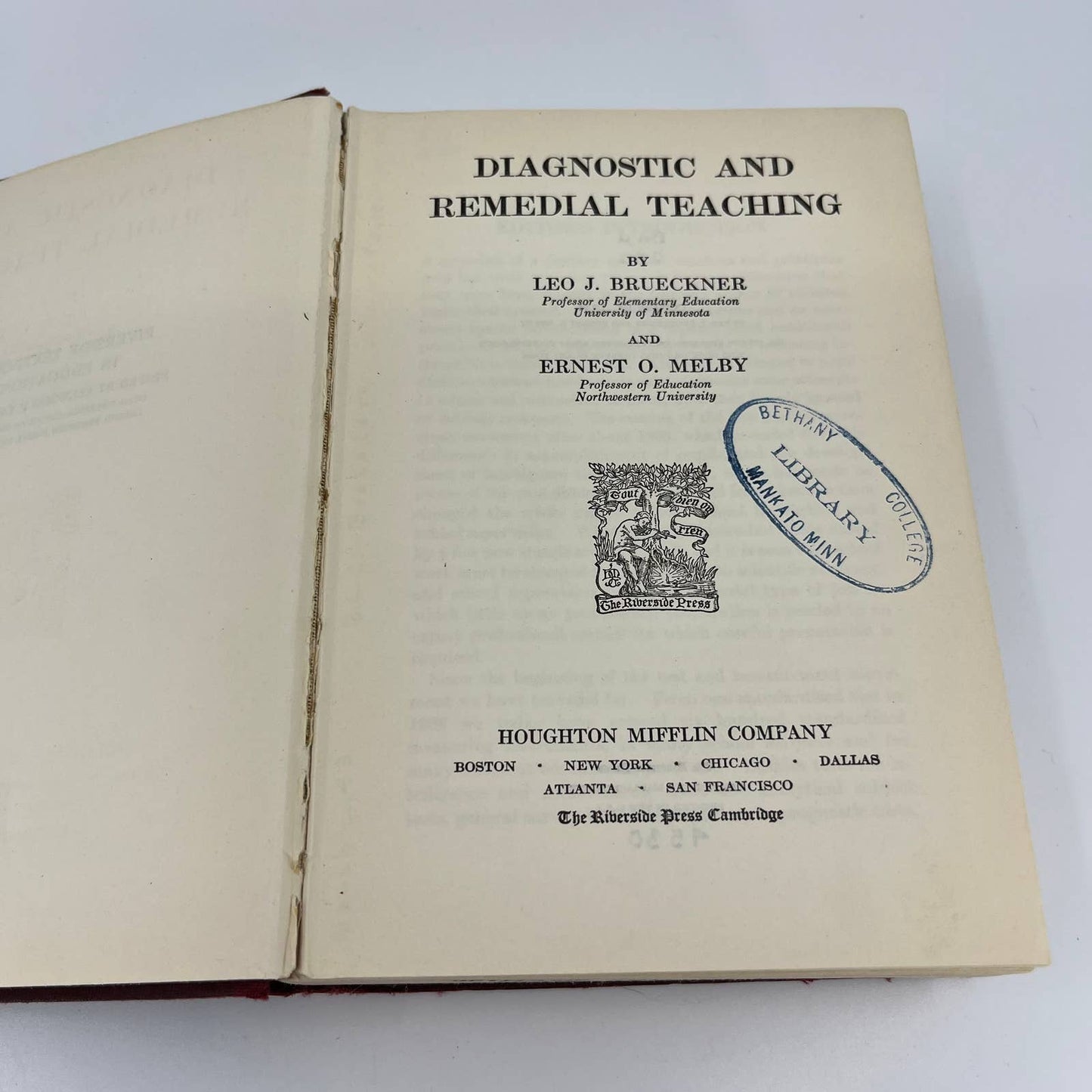 Diagnostic and Remedial Teaching by Brueckner and Melby - 1931 - Hard Cover TH4