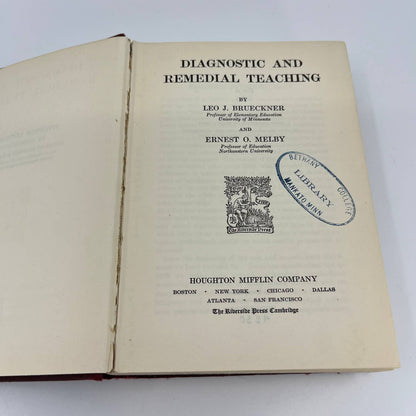 Diagnostic and Remedial Teaching by Brueckner and Melby - 1931 - Hard Cover TH4