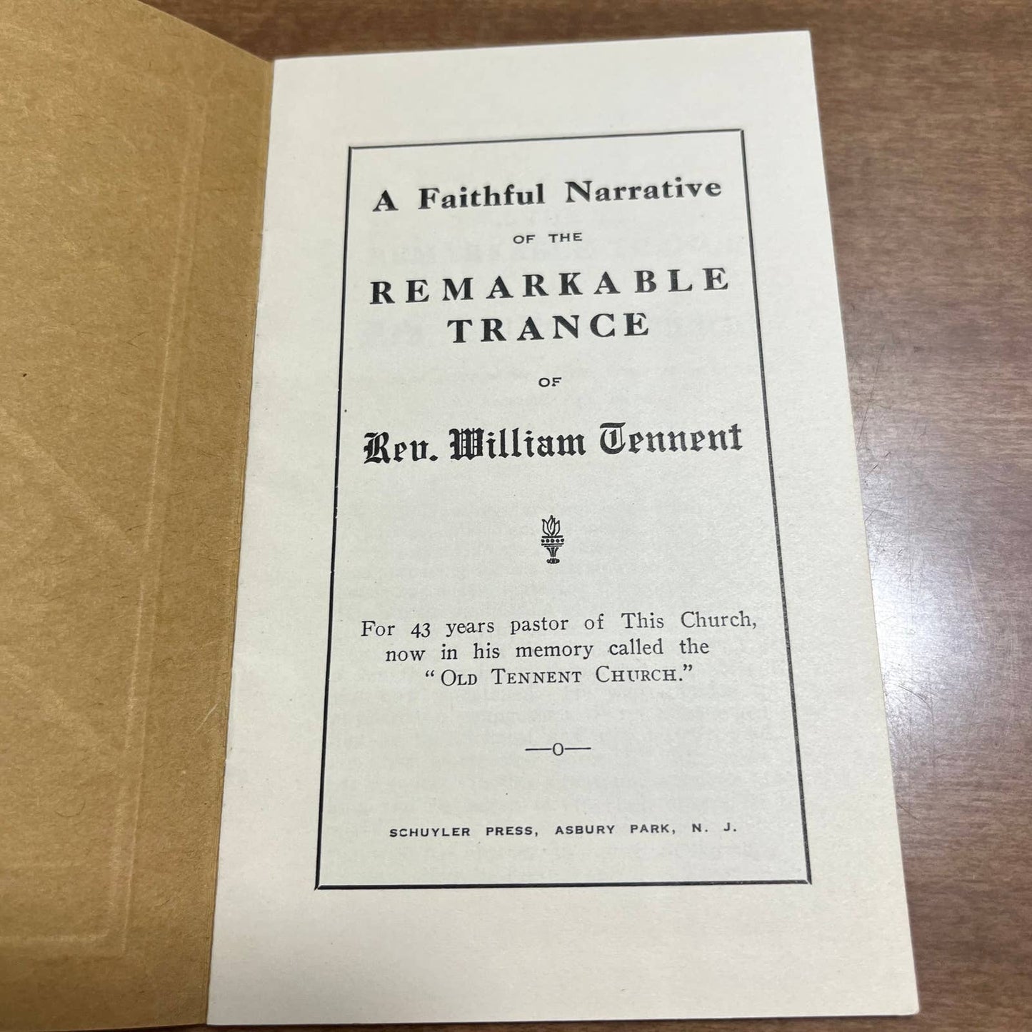 1920 The Remarkable Trance of Rev. William Tennent Church Souvenir New Jersey A7