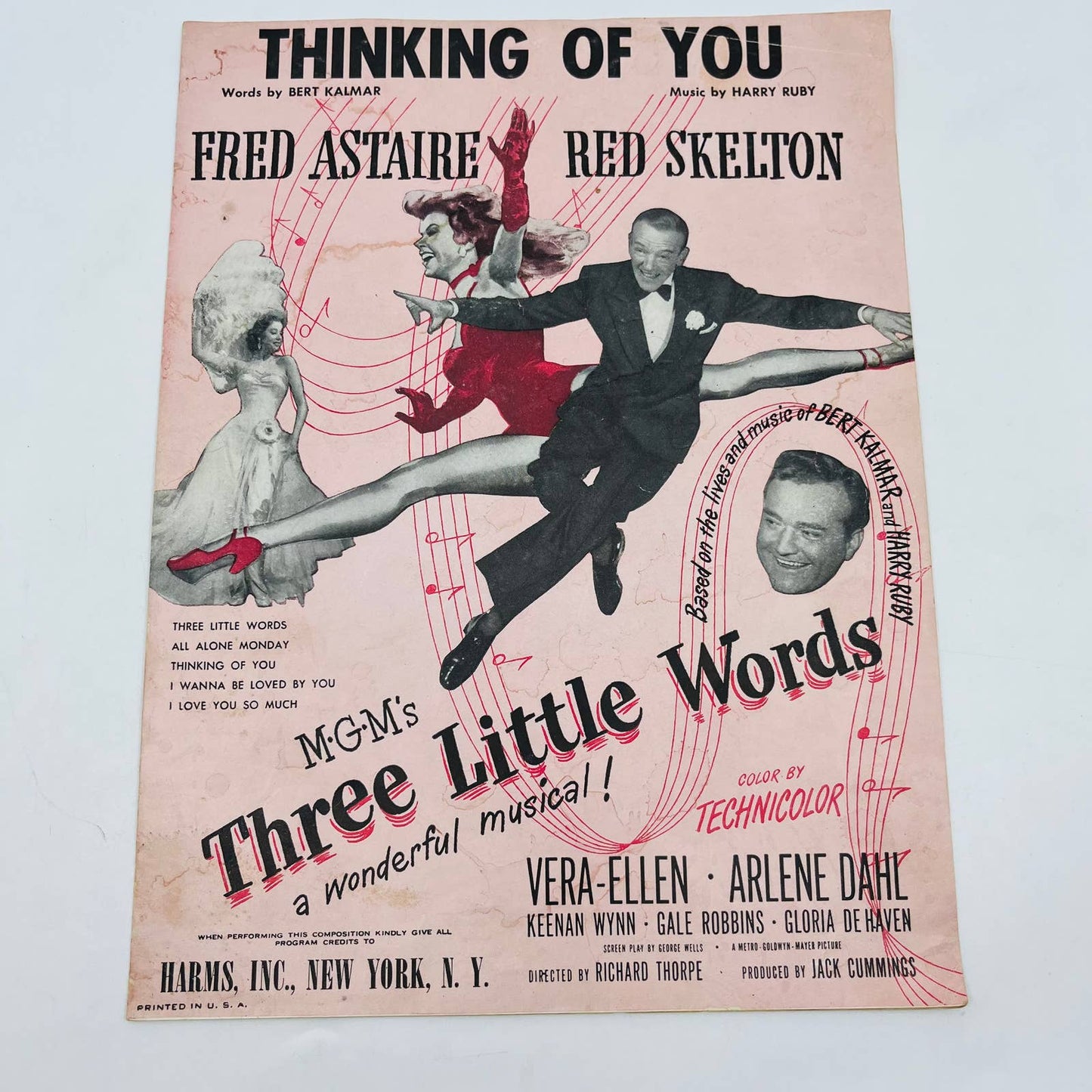 1927 Thinking of You Three Little Words Fred Astaire Red Skelton Sheet Music TD6