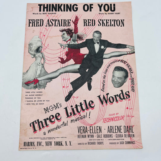 1927 Thinking of You Three Little Words Fred Astaire Red Skelton Sheet Music V37-4