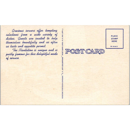 Vintage Postcard The Plantation Restaurant Penn Harris Hotel Harrisburg TD8-P2