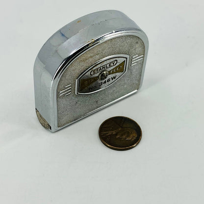 1940s Art Deco Stanley Six Feet Metal Tape Measure 346w SC3