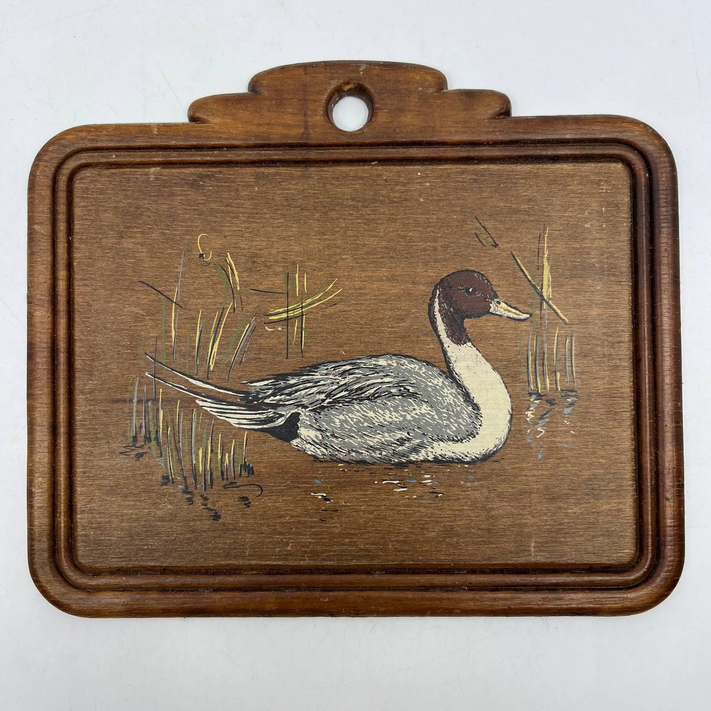 Retro Hand Painted Wooden DUCK Wall Plaque MCM Mid Century Kitchen 7 x 5.5" TD2