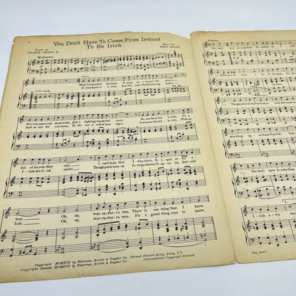1917 Sheet Music You Don’t Have to be From Ireland to Be Irish M1