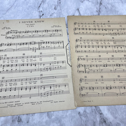 I Never Knew 1925 Piano Ukulele Sheet Music Sophie Tucker Irving Berlin V39-4