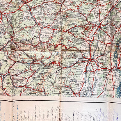 1920s-30s Carte Taride French Map Lorraine Basse-Alsace Voseges 36x28” TE1