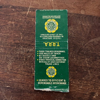 T.R.R.A. Routings Via St. Louis Gateway Advertising Matchbook Cover MM11-4