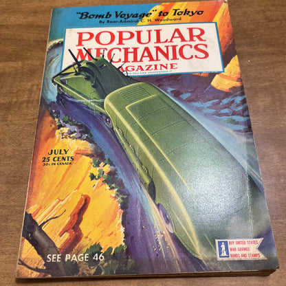 July 1942 Popular Mechanics WWII Bomb Voyage to Tokyo Admiral Woodward TH8