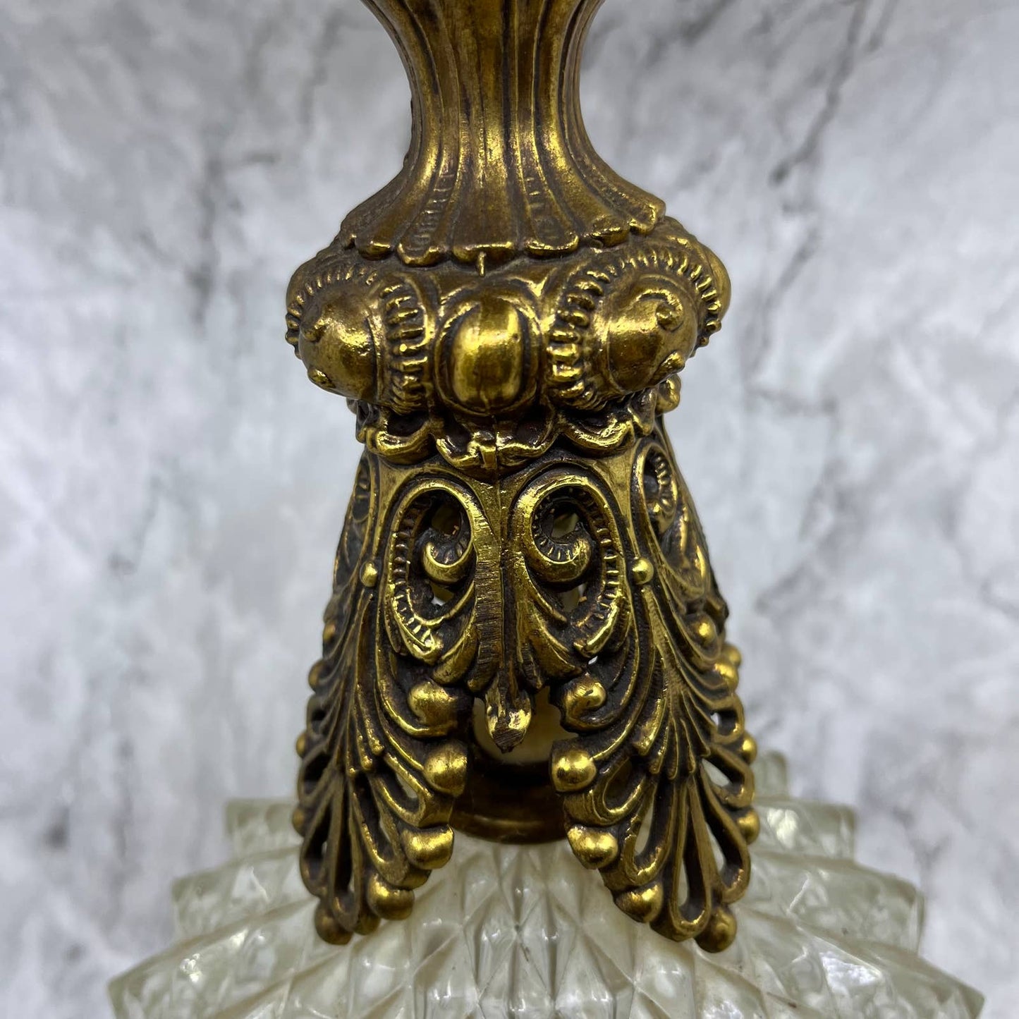 1970 Hollywood Regency Glam Lamp Crystal Glass & Brass EF Industries 23" WORKS