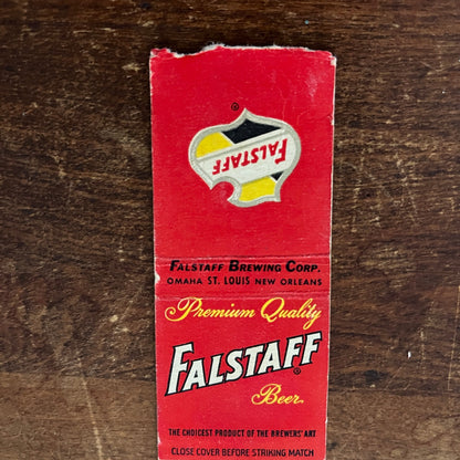 Falstaff Beer Omaha St. Louis New Orleans Advertising Matchbook Cover MM11-7