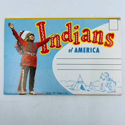 1950s Indians of America VTG Postcard Fold Out Plastichrome Sioux Seminole EA2