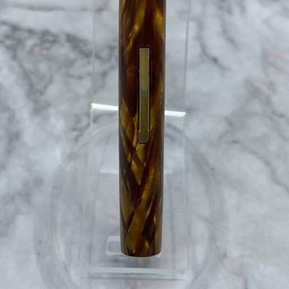 Vintage PACKARD Marbleized Brown Celluloid Fountain Pen Lever Fill SE6