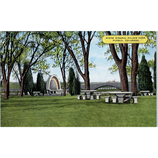 Scene Mineral Palace Park Pueblo Colorado Original Postcard P1-13