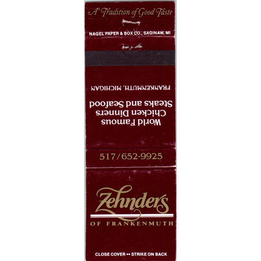 Zehnders Restaurant Frankenmuth Advertising Matchbook Cover MM9-9