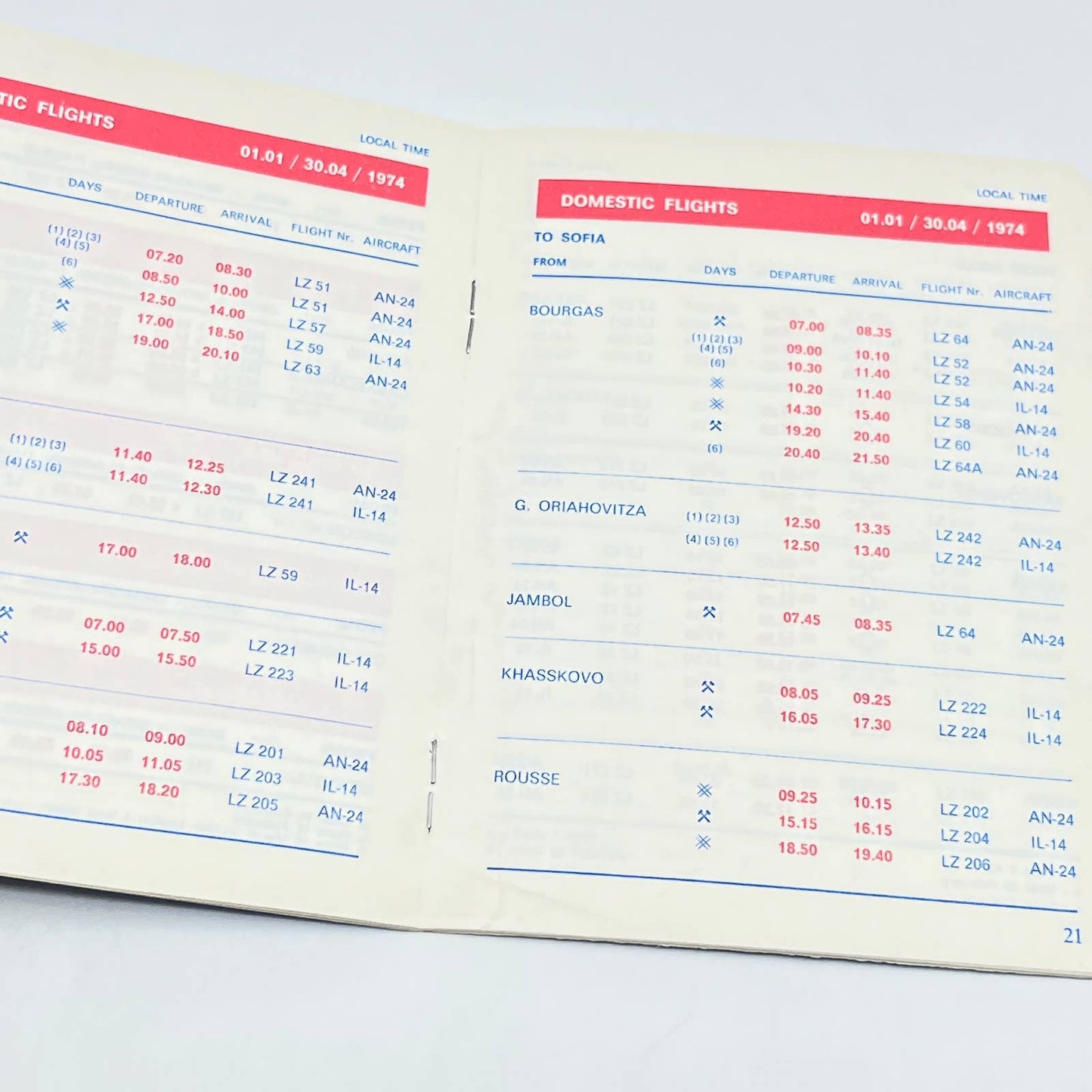 1974 Balkan Bulgarian Airlines Winter Timetable AB7