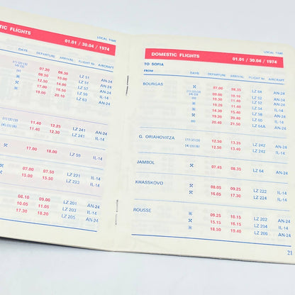 1974 Balkan Bulgarian Airlines Winter Timetable AB7