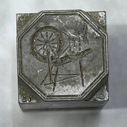Vintage Printing Letterpress Printers Block Plate Spinning Wheel TJ512