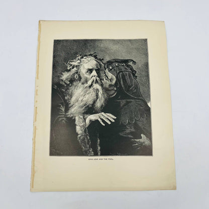 1880s Victorian Art Print Engraving Shakespeare KING LEAR AND THE FOOL