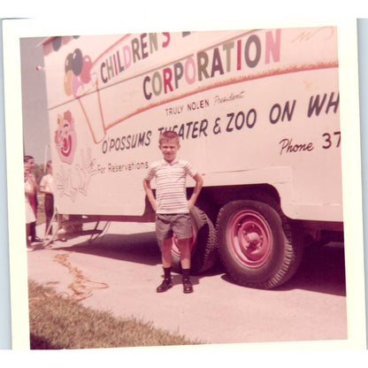 1950s Photograph Truly Nolen Opossums Theater & Zoo on Wheels Truck 3.5" SE5