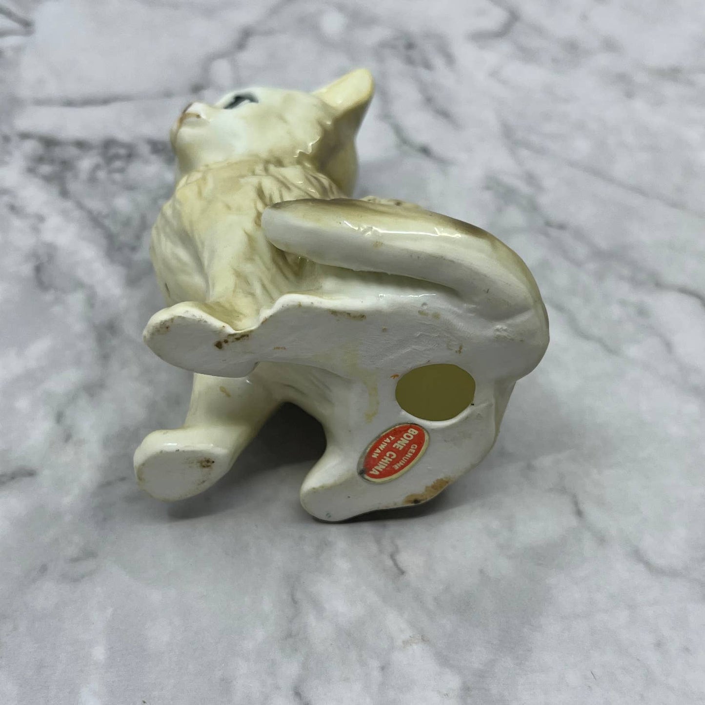 Vintage MCM Hand Painted Tabby Kitty Cat Bone China Figurine 3.5” SE1