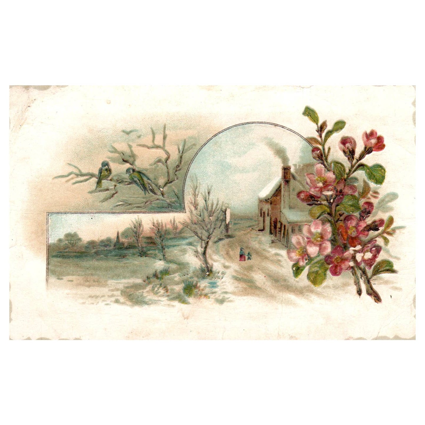 Lion Coffee Country Cottage Scene - 1880s Victorian Trade Card TJ8-3