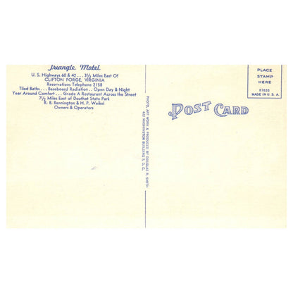 Triangle Motel Clifton Forge Virginia RB Bennington HP Weikel - Postcard TJ8-2