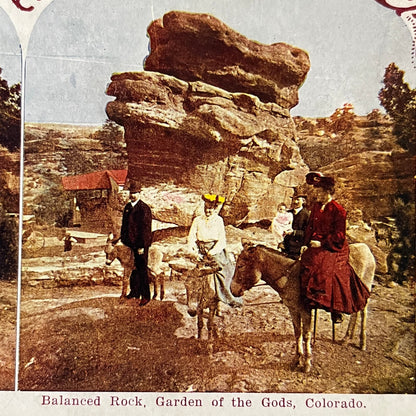 Balanced Rock Garden of the Gods Colorado Color Antique Stereoview Card TJ9-V4
