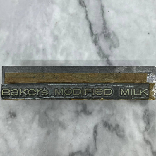 Vintage Printing Letterpress Printers Block Plate Baker's Modified Milk TJ52